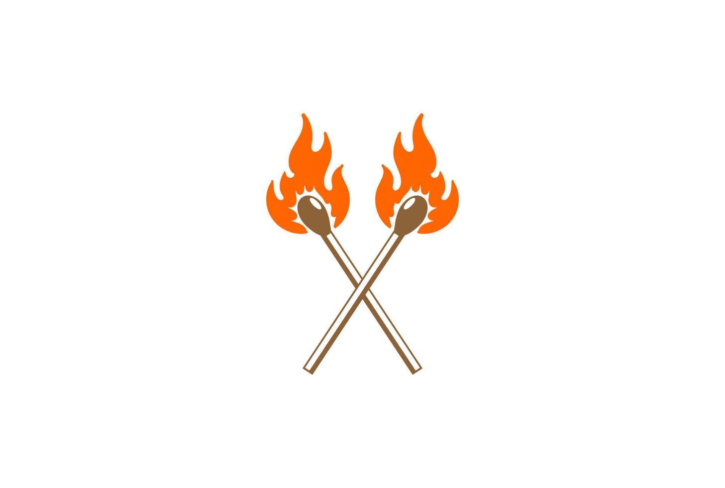 Vintage Retro Crossed Wooden Fire Flame Match Logo Design vector