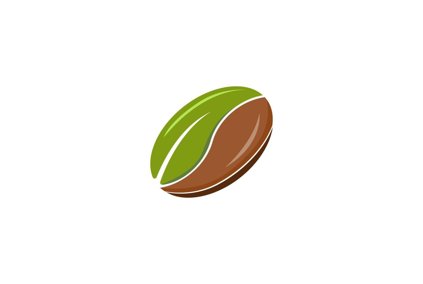grano de café con hoja de brote de té de menta para vector de diseño de logotipo de caramelo de café
