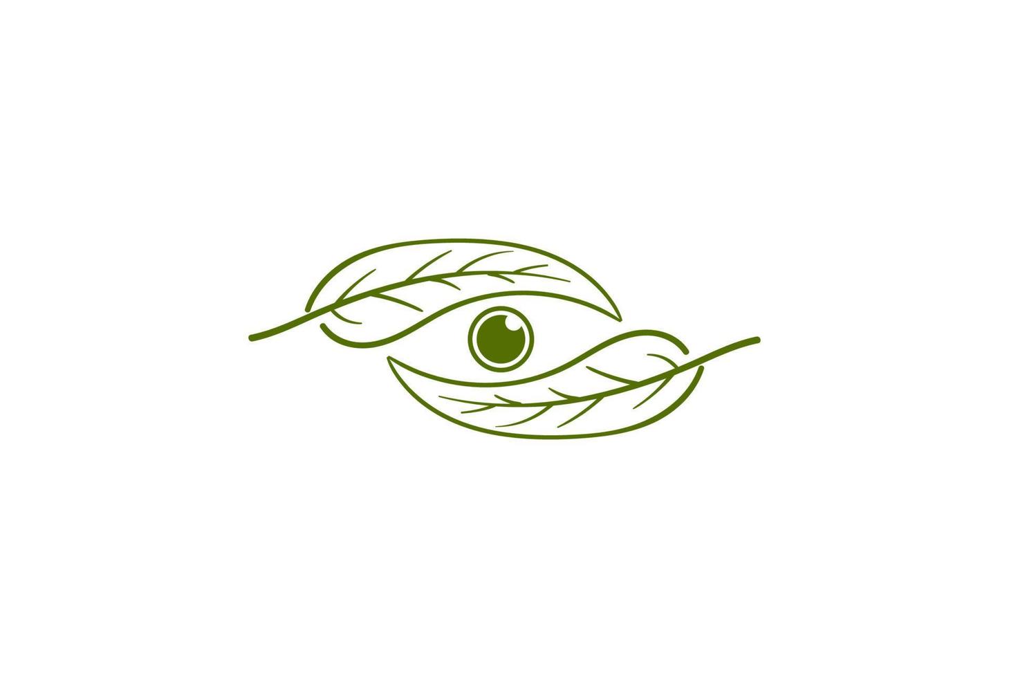 Green Plant Tree Leaf with Eye Camera Optic Vision Logo Design Vector