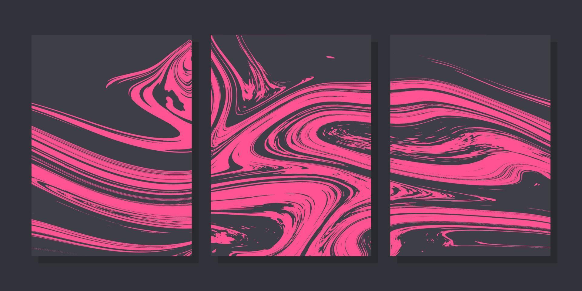 nice abstract liquid marble poster set  for wall decoration vector