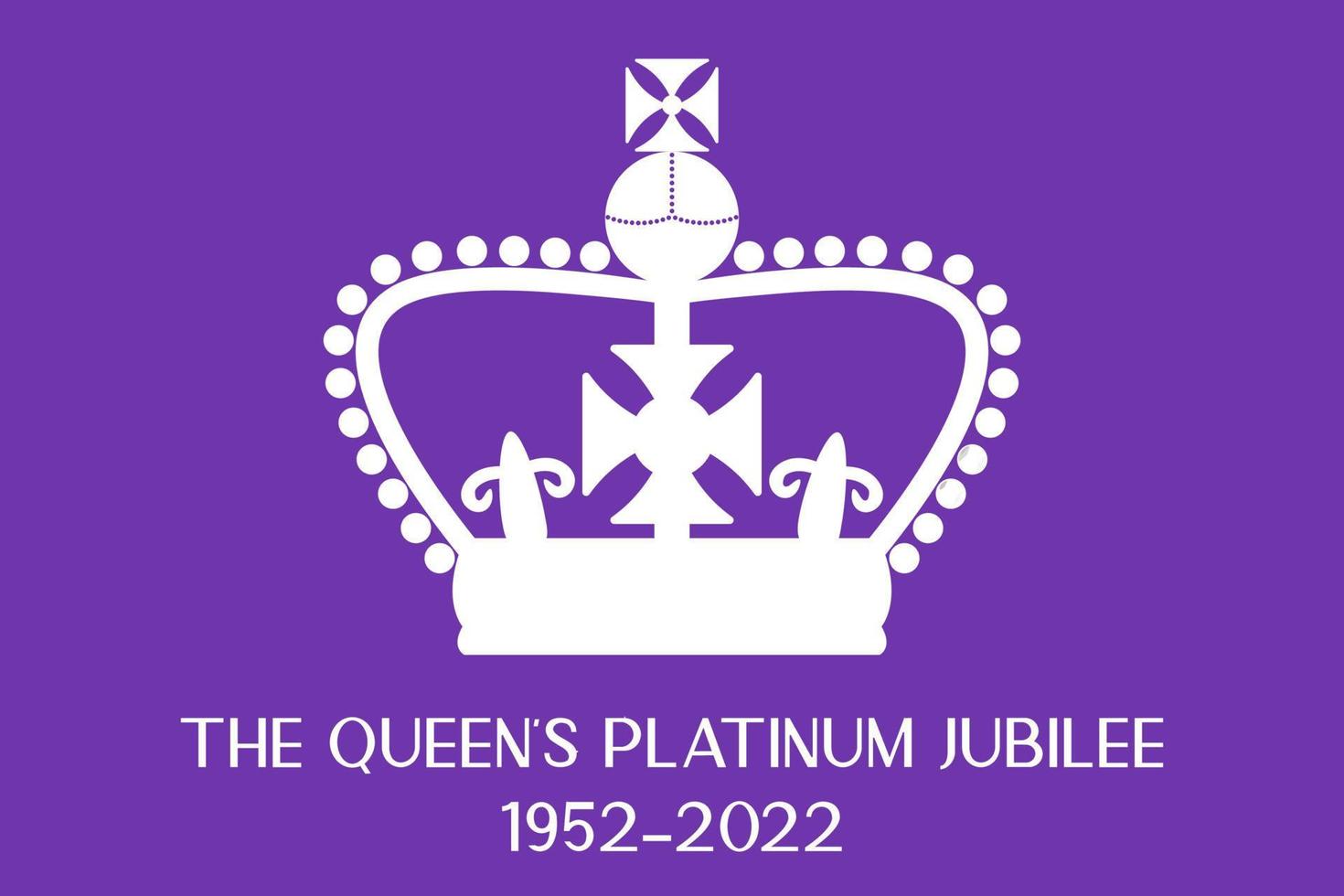 Queens platinum jubilee 2022. 70th anniversary on the throne. Purple monarchy poster or website banner for celebration vector