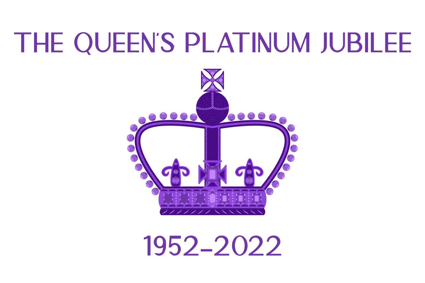 corona morada sobre fondo blanco. jubileo de platino de la reina 2022. 70 aniversario de la familia real y la pancarta del trono vector