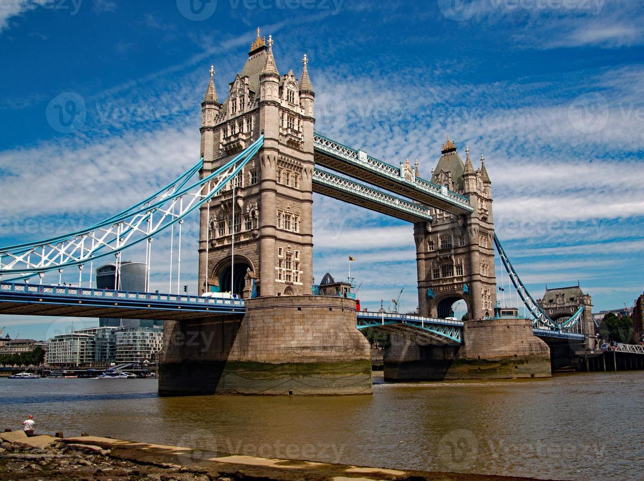 A view of Tower Bridge in London across the river Thames photo