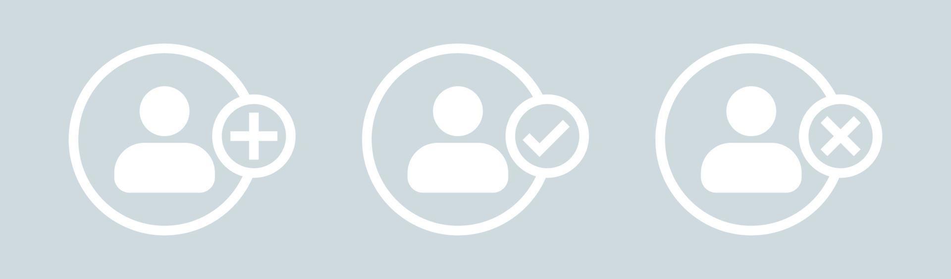 Add user profile icon in white colors. Male person profile avatar with plus symbol. vector