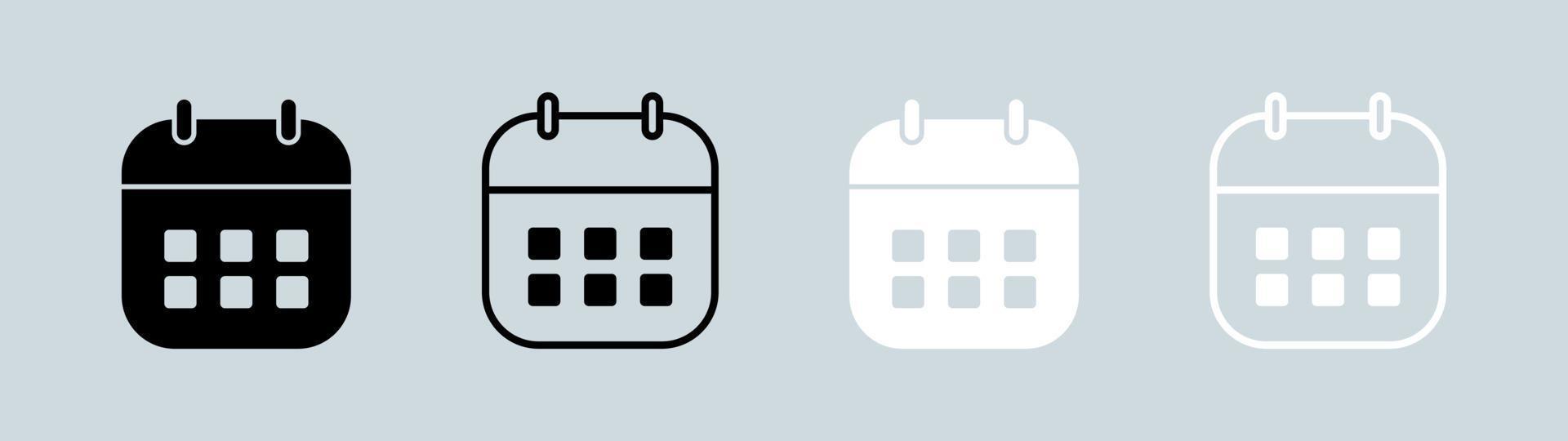 Calendar Icon collection in black and white colors. Appointment schedule flat icon icon. vector