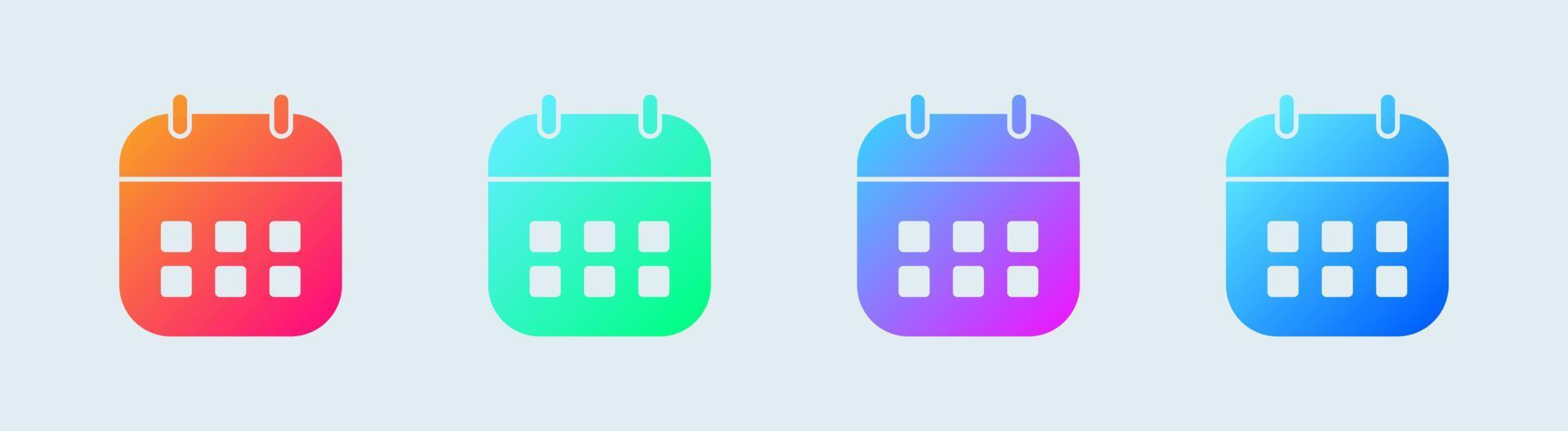 Set of calendar symbols. Calendar Icon collection in gradient colors. vector
