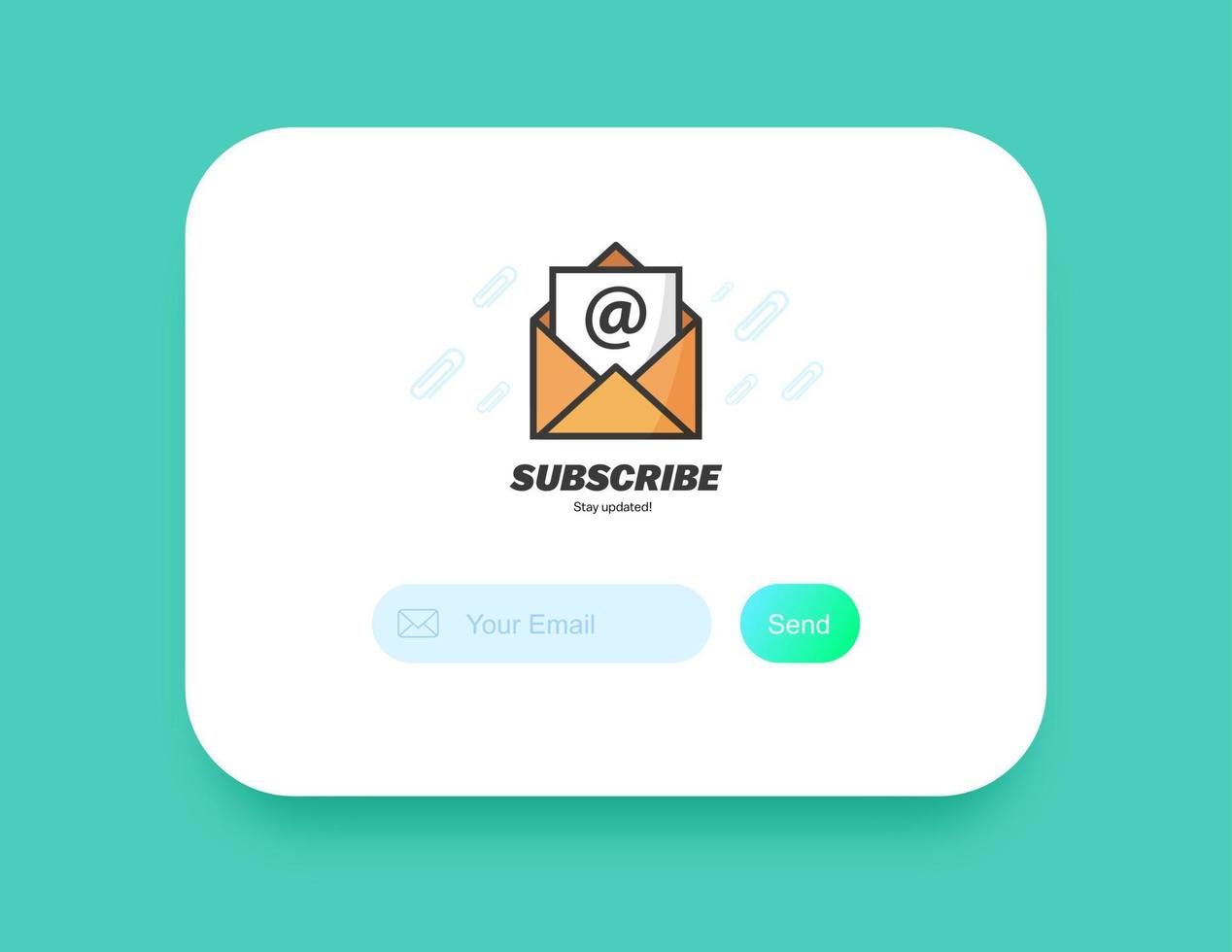 Subscribe for newsletter concept with envelope. Email subscription form. vector