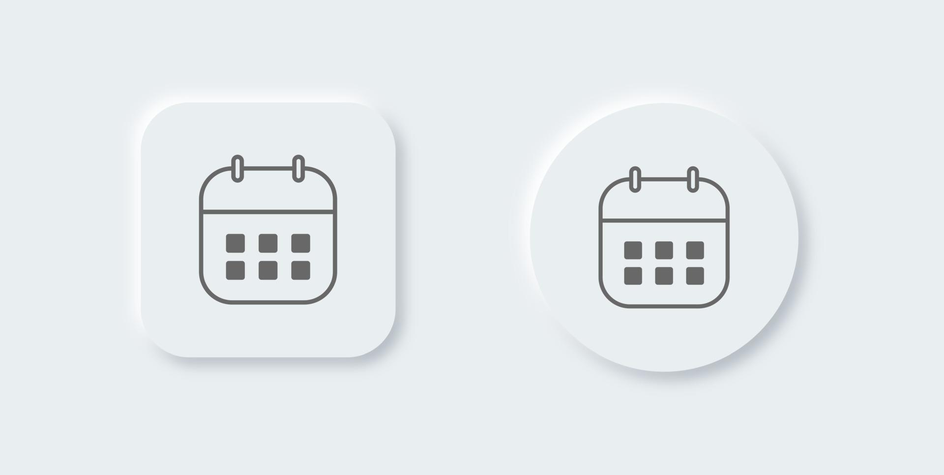 Calendar Icon collection in neomorphic design style. Appointment schedule flat icon icon. vector