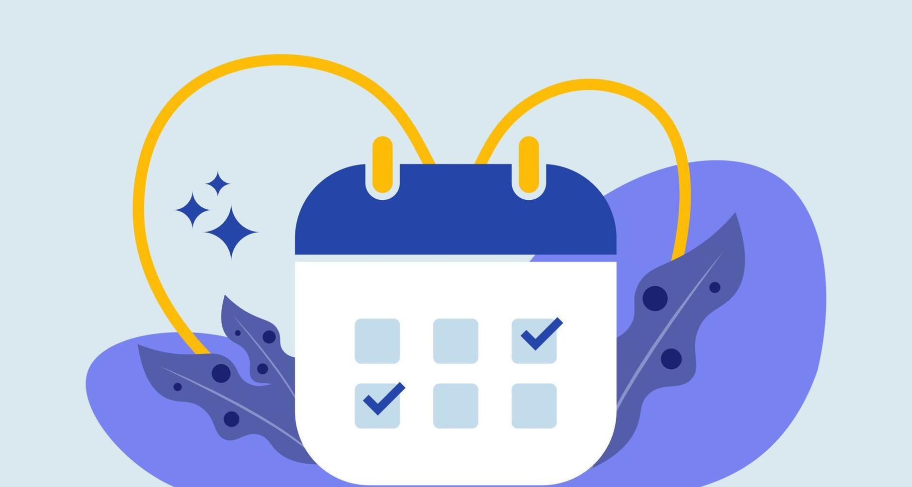 Calendar check mark flat design. Plan vector in flat design.
