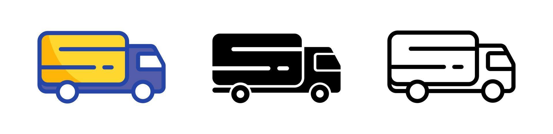 icono de camión para aplicaciones de transporte, comercio y sitios web en diferentes estilos de diseño. conjunto de iconos de entrega. vector