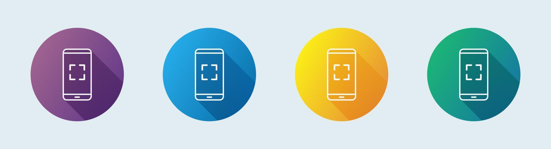 Smartphone or handphone scan icon in flat design style. Mobile phone vector illustration.