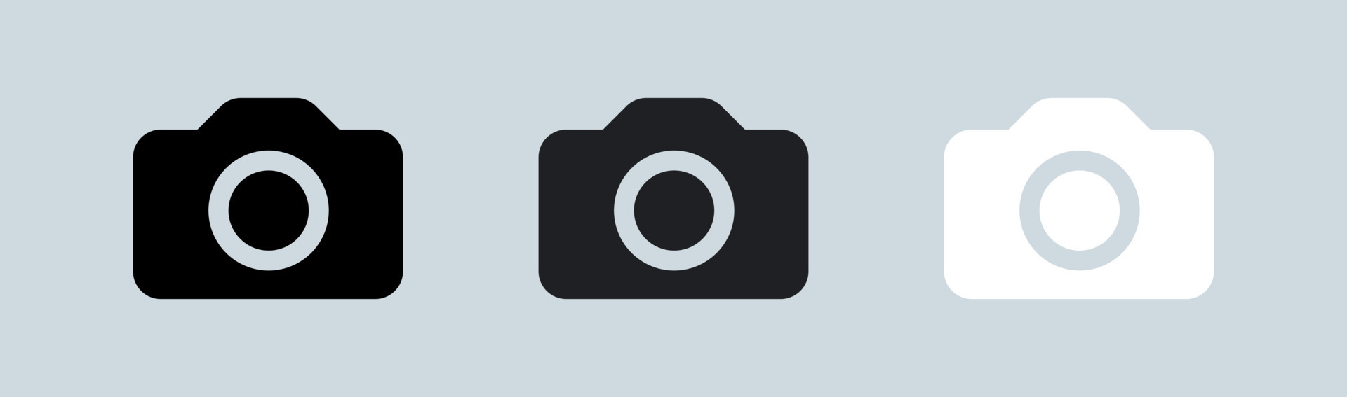 Camera icon set in black and white colors. Photo vector icon for apps