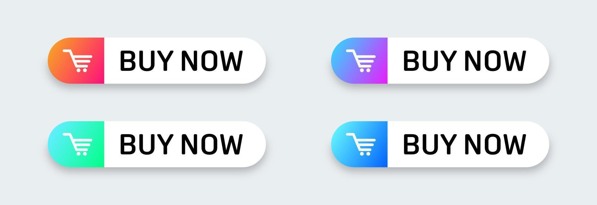 Buy now gradient button with cart symbol. Buy now vector collection.