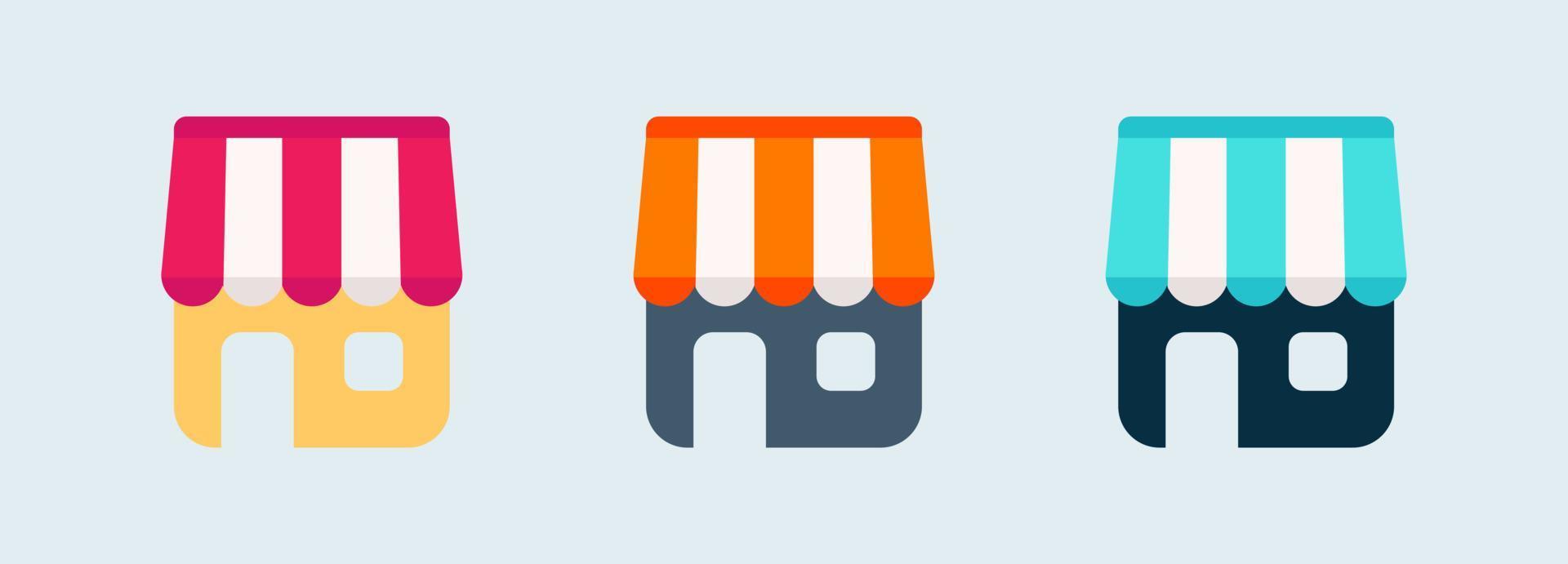 icono de la tienda en la ilustración de vector de estilo plano. conjunto de icono de la tienda.