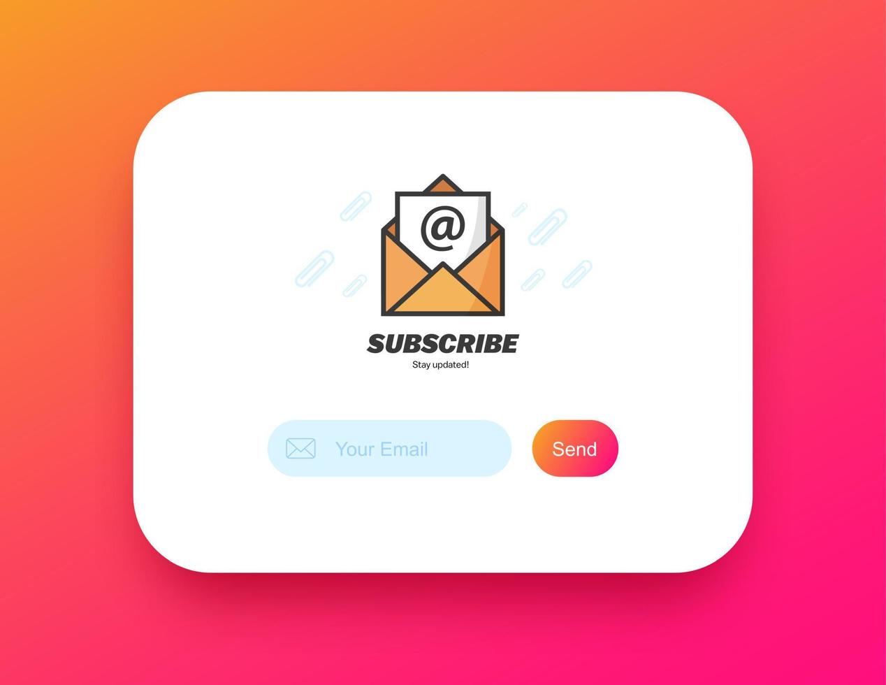 Subscribe for newsletter concept with envelope. Email subscription form. vector
