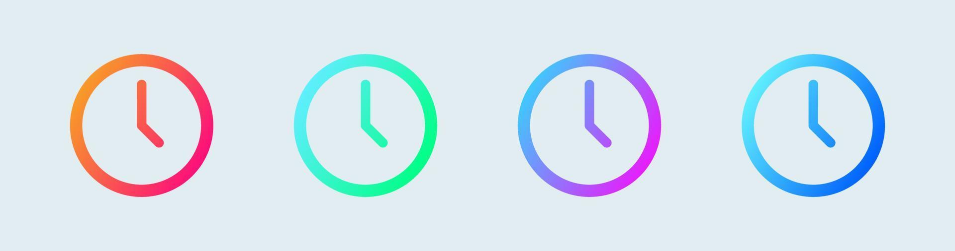 Clock icon set in gradient colors. Watch icon collection design. vector