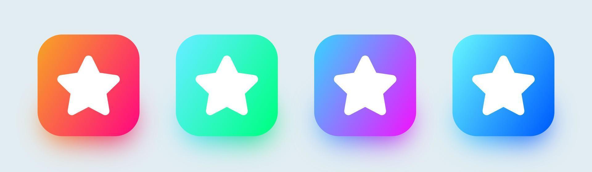 icono de estrellas en colores cuadrados y degradados. icono de vector de interfaz de usuario.