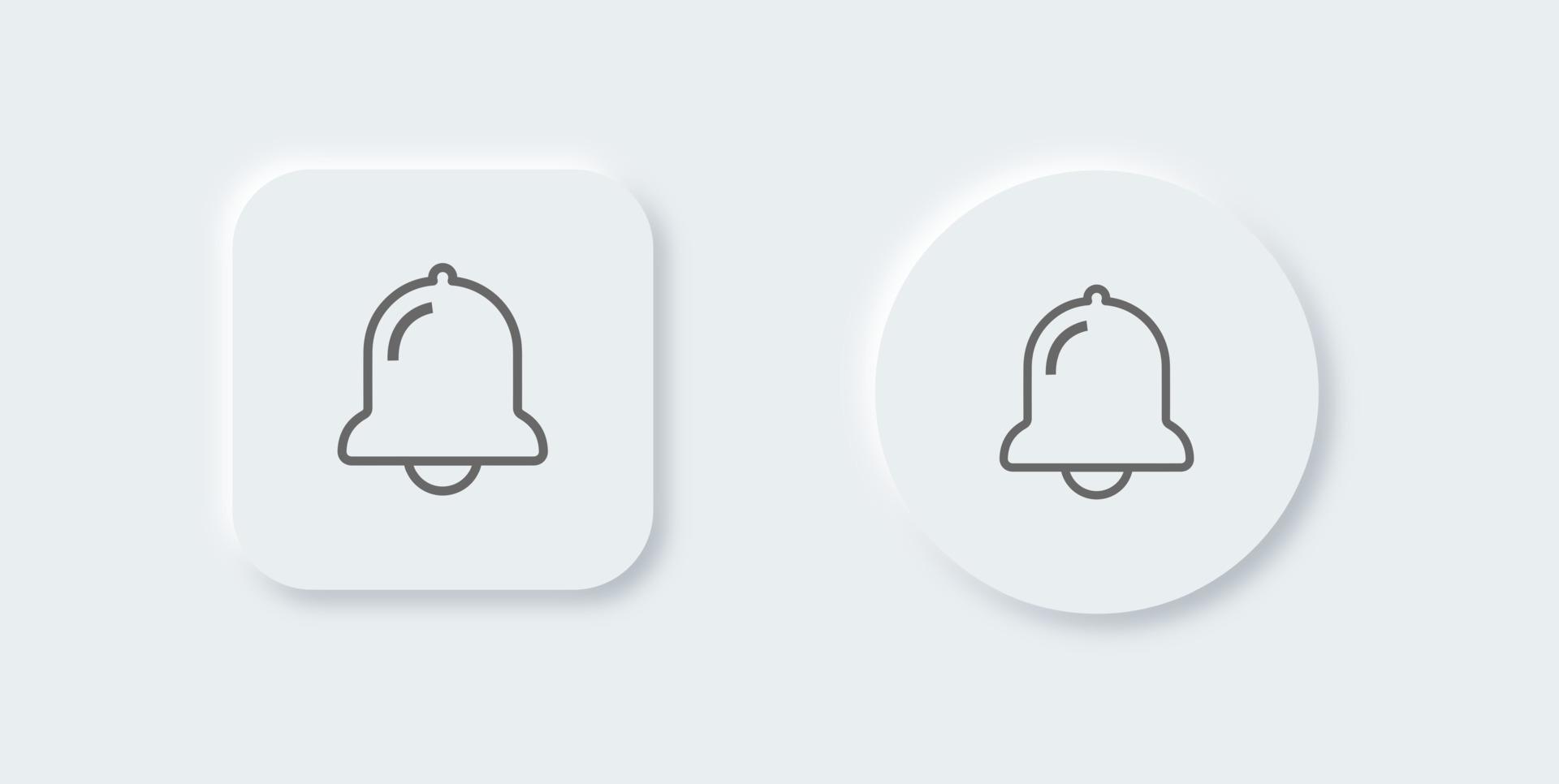 Notification or bell icon set in line neomorphic design style. Alarm symbol. vector