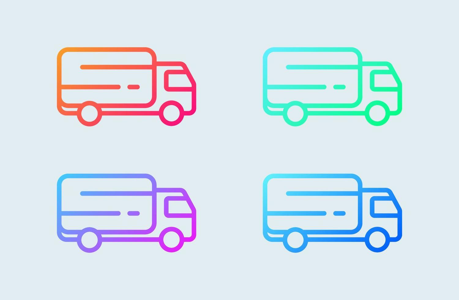 icono de línea de camión para aplicaciones de transporte, comercio y sitios web en colores degradados. conjunto de iconos de entrega. vector