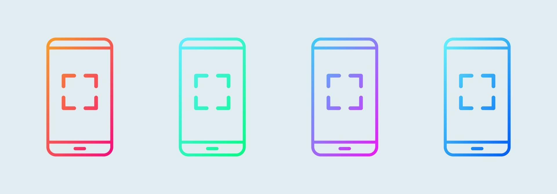 Smartphone or handphone scan icon in gradient colors. Mobile phone vector illustration.