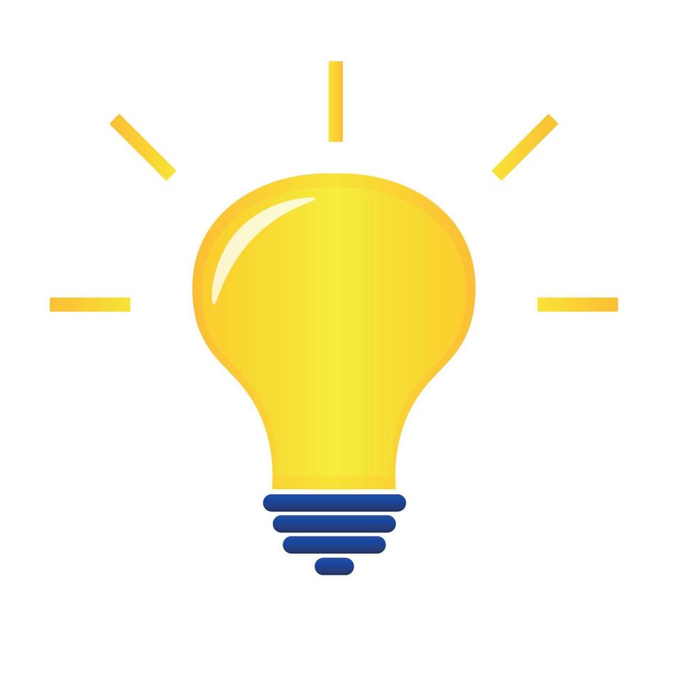 abstract vector flat design lightbulb with sparkle on violet backround lamp
