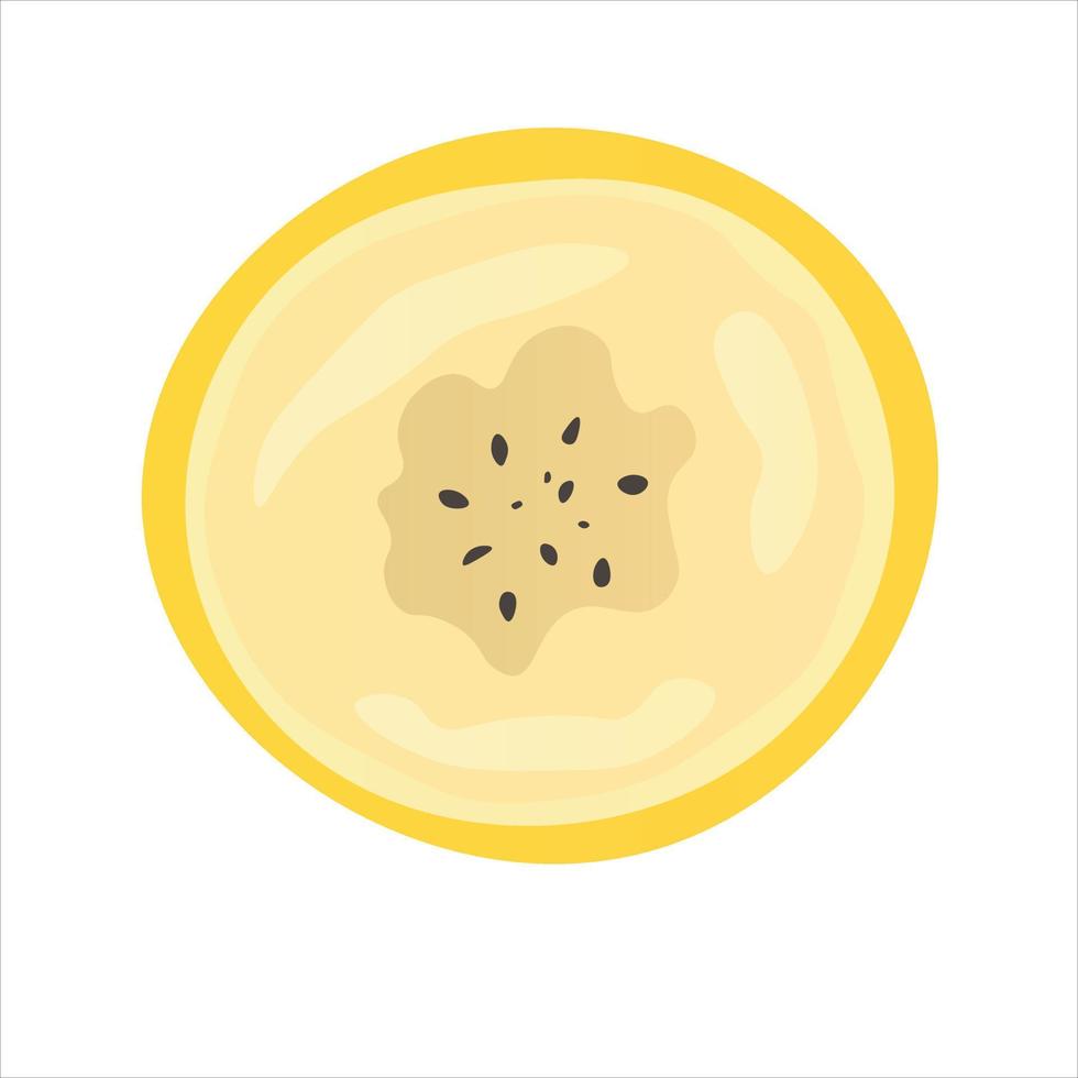 Fresh banana slice on white background. Flat food vector illustration. Cartoon hand drawn tropical fruit. Isolated icon. Symbol for natural female face masks