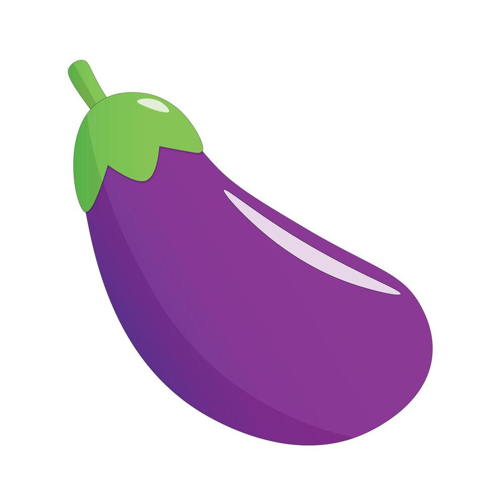 Cartoon eggplant emoji icon, aubergine symbol. Isolated vector vegetable clip art illustration