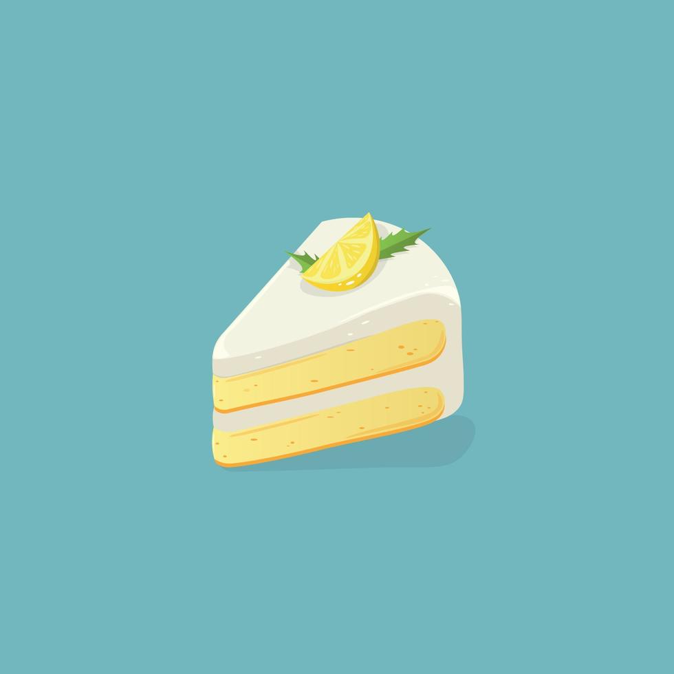 delicioso pastel de limón con glaseado y rodaja decorativa. ilustración vectorial vector