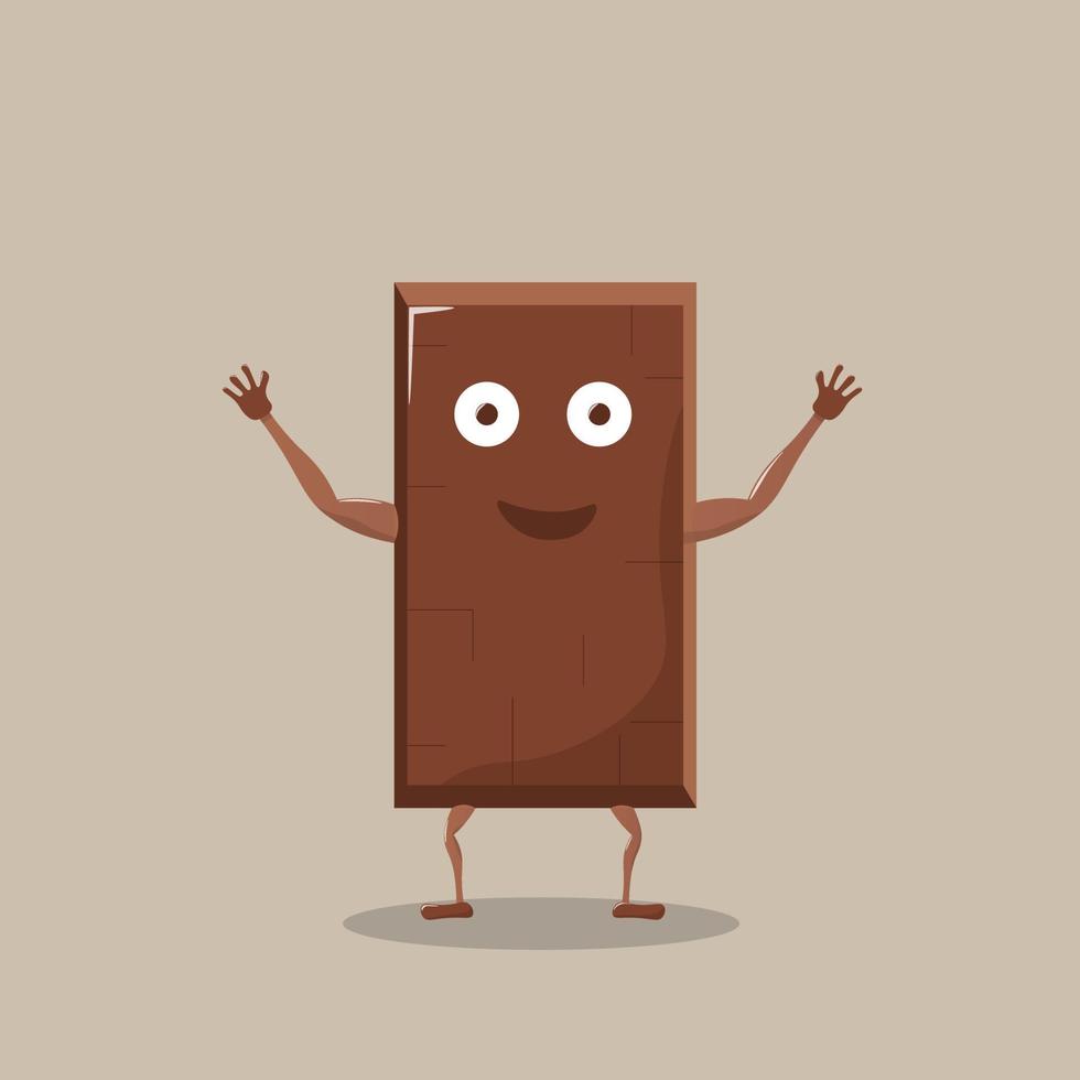 lindo personaje de pieza de chocolate. ilustración vectorial de emoticonos de dibujos animados. divertido emoji de barra de chocolate. vector