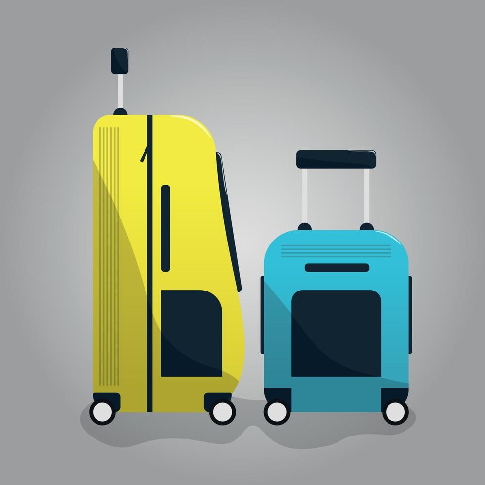 A set of traveling suitcases, cabin luggage and check in baggage. Vector illustration