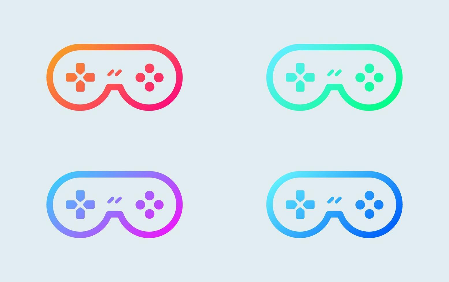 consola de juegos o icono de joystick en colores degradados. conjunto de iconos de línea de gamepad. vector