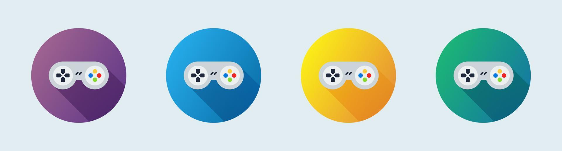 Joystick flat icon set. Game console or joystick icon set in flat design style. vector