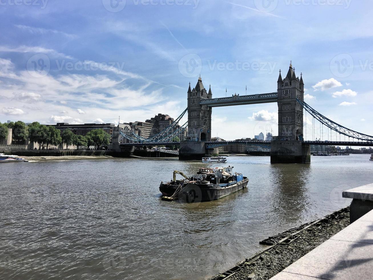 A view of Tower Bridge in London across the river Thames photo