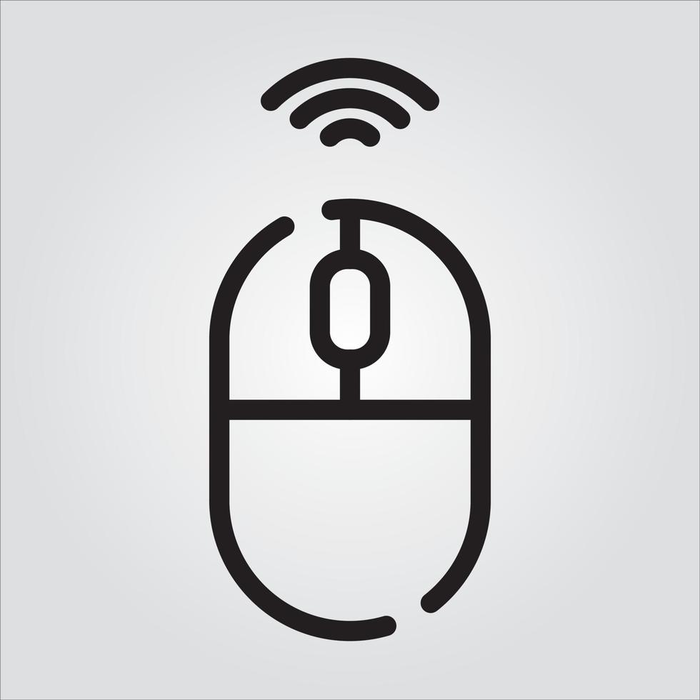 Isolated Wireless Mouse Computer Component Outline EPS 10 Graphic vector