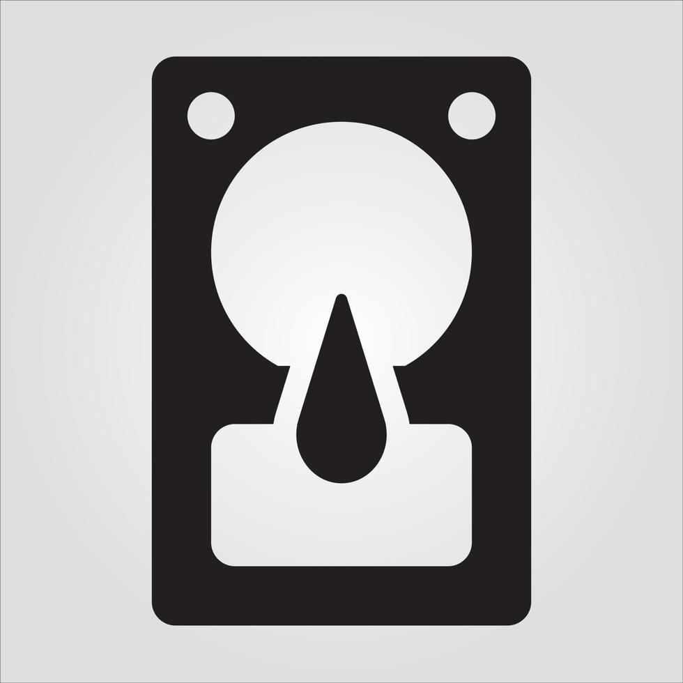 Isolated Hard Disk Computer Component Glyph EPS 10 Graphic vector
