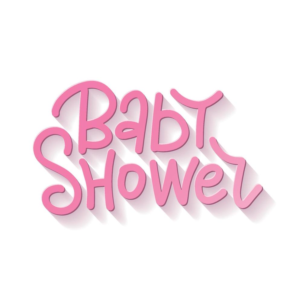 cita de letras de invitación de baby shower girl para tarjeta o plantilla de banner. letras 3d con sombras. diseño rosa pastel. ilustración vectorial realista para superposición aislada sobre fondo transparente. vector