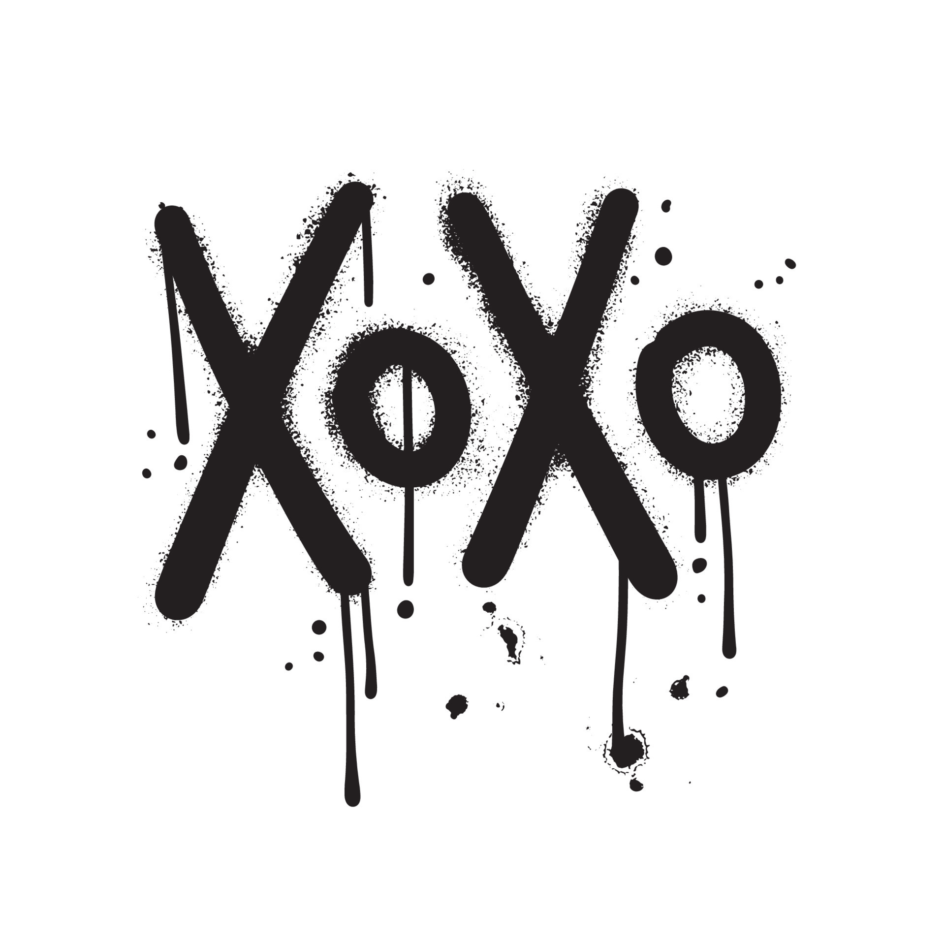 Urban graffiti XOXO sign sprayed in black over white. Kiss metaphor ...