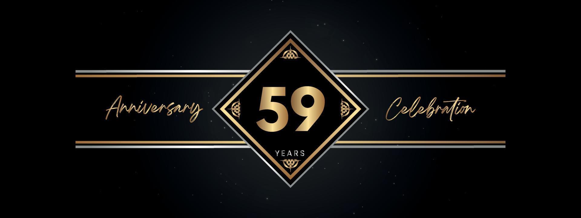 59 years anniversary golden color with decorative frame isolated on black background for anniversary celebration event, birthday party, brochure, greeting card. 59 Year Anniversary Template Design vector