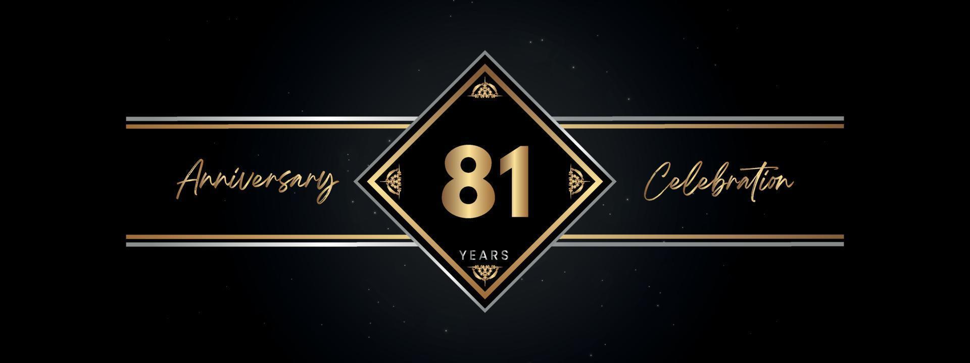 81 years anniversary golden color with decorative frame isolated on black background for anniversary celebration event, birthday party, brochure, greeting card. 81 Year Anniversary Template Design vector