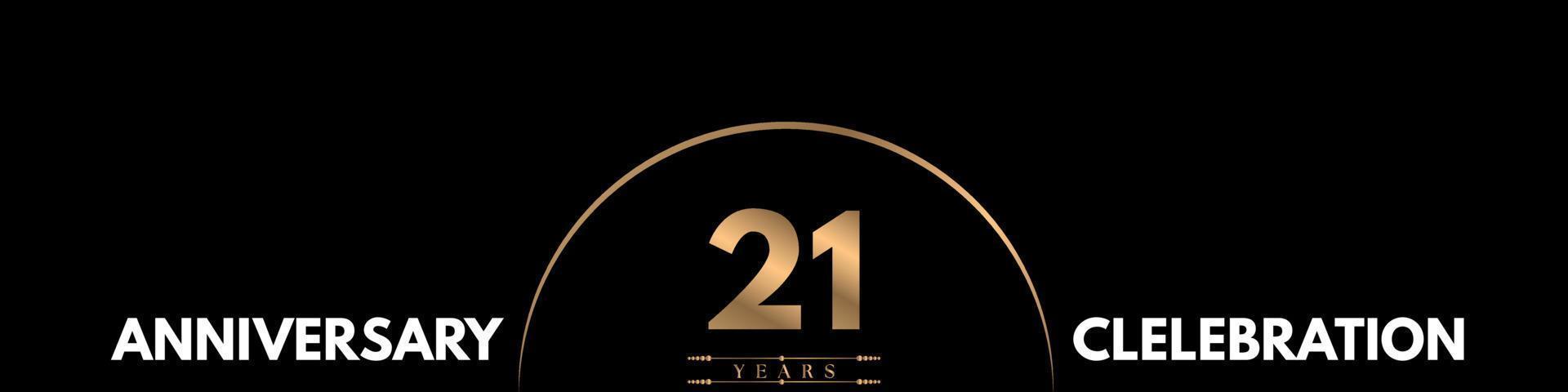 21 years anniversary celebration with elegant number isolated on black background. Vector design for greeting card, birthday party, wedding, event party, ceremony, invitation card.