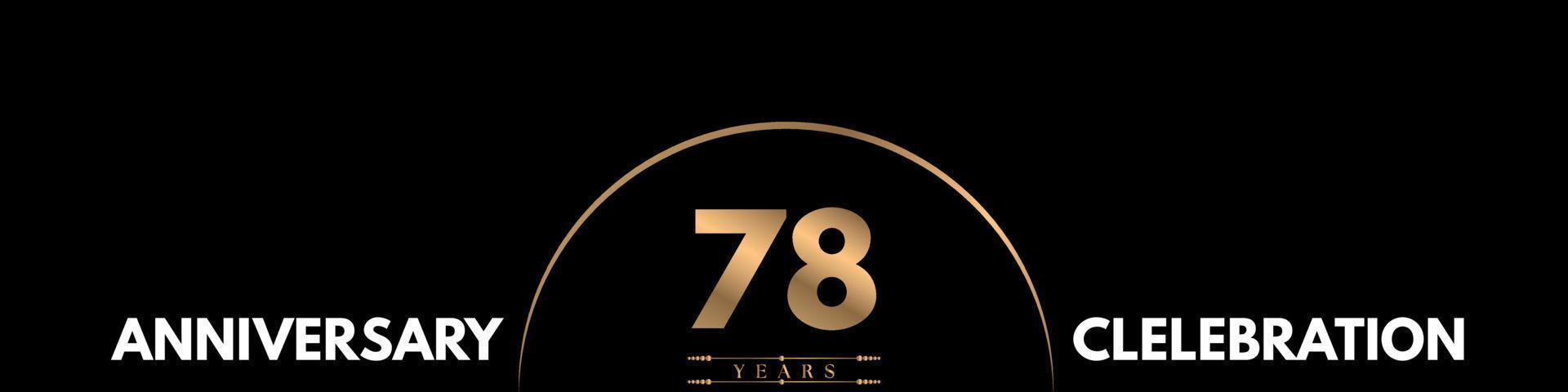 78 years anniversary celebration with elegant number isolated on black background. Vector design for greeting card, birthday party, wedding, event party, ceremony, invitation card.