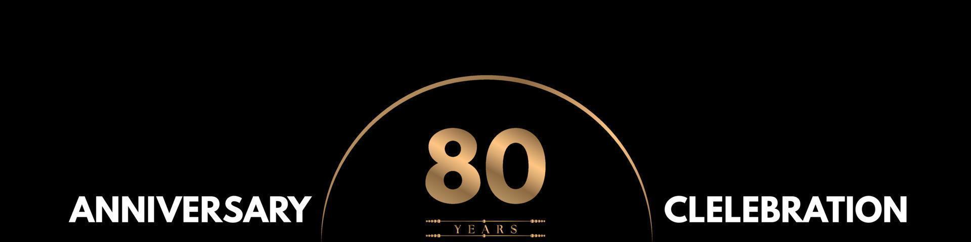 80 years anniversary celebration with elegant number isolated on black background. Vector design for greeting card, birthday party, wedding, event party, ceremony, invitation card.