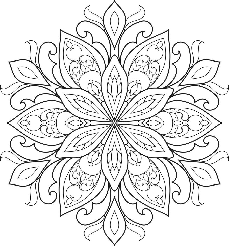 Circular Flower Mandala on White Free Vector