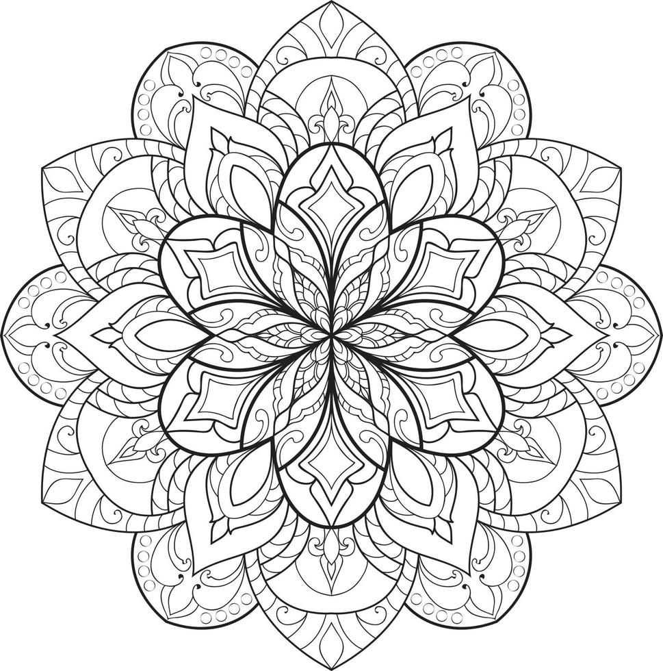 Mandala Flower in Black and White Free Vector