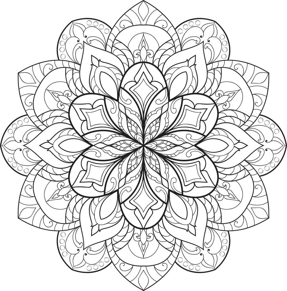 flor de mandala en blanco y negro vector gratis