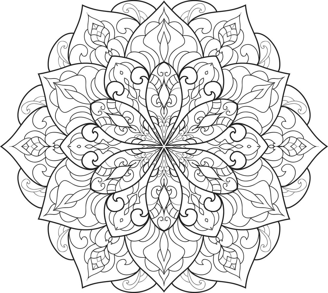 Mandala Flower in Black and White Free Vector
