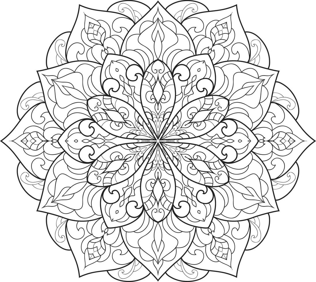 Mandala Flower in Black and White Free Vector