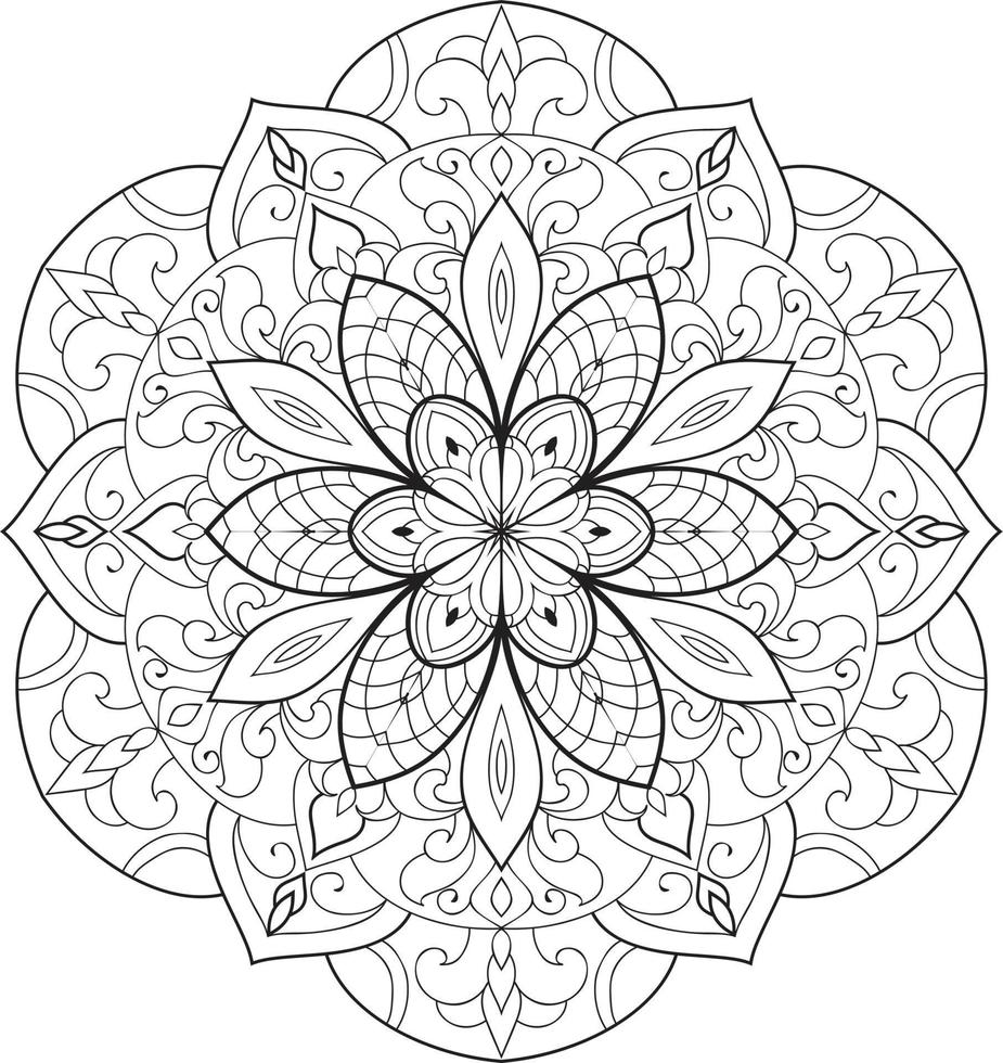 Mandala Flower in Black and White Free Vector