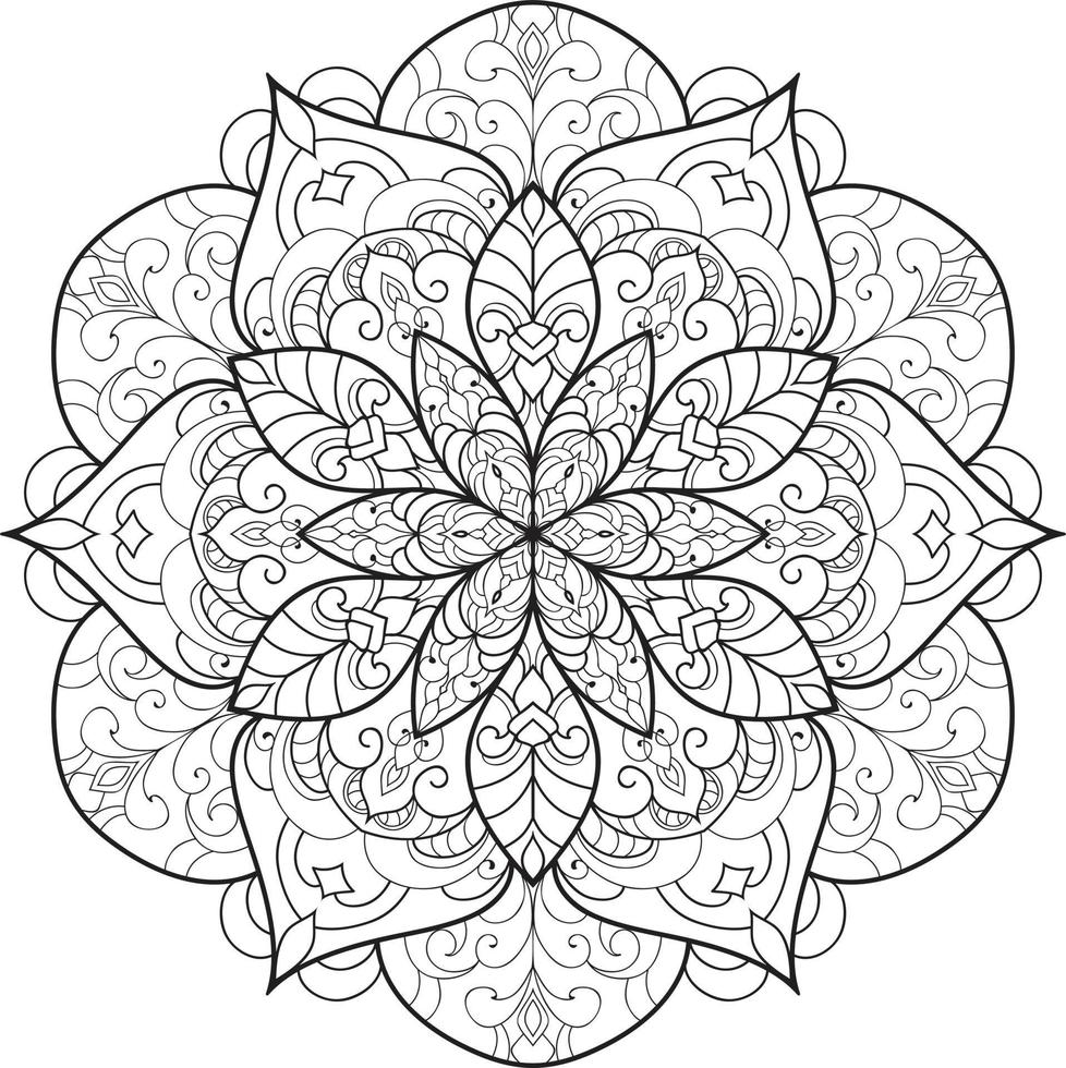 Circular Flower Mandala on White Free Vector