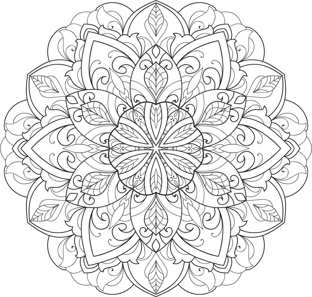 Circular Flower Mandala on White Free Vector